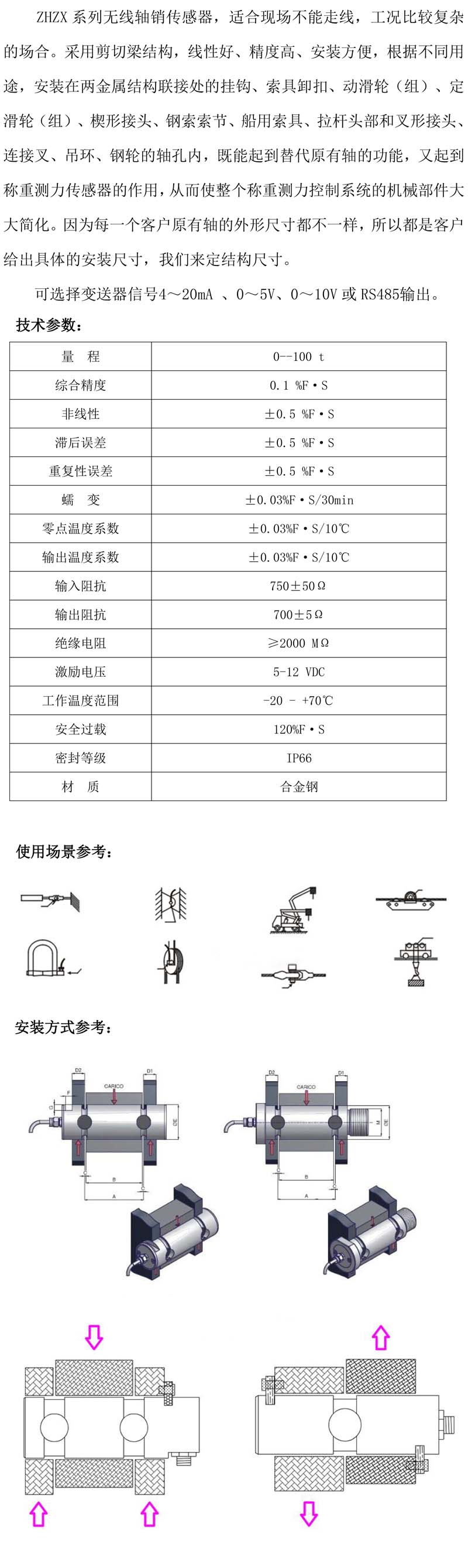 無線銷軸傳感器  ZHZX